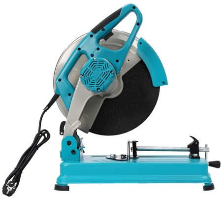 WOLEGM Sega da taglio in metallo, 2800 W, 3800 giri/min, con angolo di taglio (0-45°), per ferro angolare, acciaio, acciaio e profili in alluminio, blu