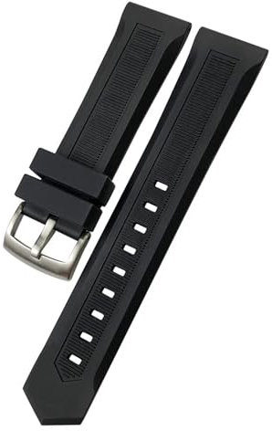 KDEGK 19 mm 20 mm schwarzes Naturkautschuk-Silikon-Armband, 21 mm, 22 mm, passend für Tag Heuer CARRERA F1 AQUARACER Heuer Schnallen-Uhrenarmband(20mm)
