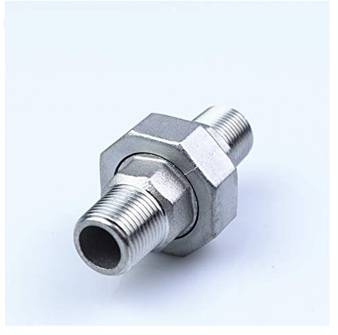JNHGSHUAISDF Pipe fittings Pipe Fittings, Stainless Steel Hex Nipple,1/4 3/8 1/2 3/4 1 1-1/4 1-1/2 2 Male*Male Thread 304 Stainless Steel Union Pipe Fitting Connector Adapter(3/8Inch)