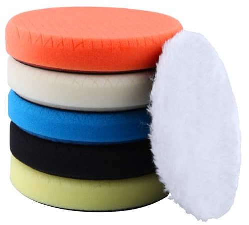 LEONTOOL 6 Inch Buffing Polishing Pads 6 Pcs Cutting Polishing Pad Kit | Compound Buffing Sponge Pads and Woolen Pads, for 150mm Backing Plate, Car Buffer Polisher Compounding, Polishing and Waxing