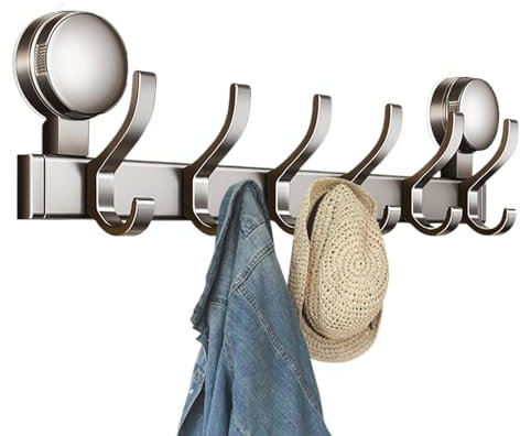 Xinhuju Support mural pour porte-manteau, porte-manteau à ventouse | Porte-serviettes avec ventouse et 6 crochets - Multi-usage pour salle de bain, cuisine, entrée