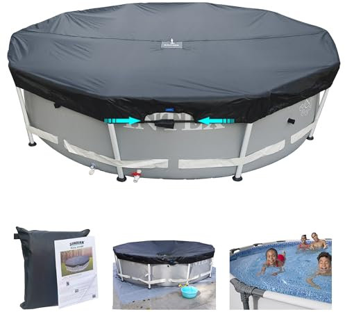 SIHAIAN Bâche de piscine hors sol de 3 m, installation et retrait rapides, housse de piscine ronde monobloc, imperméable, empêche l'engorgement, résistante aux UV et aux intempéries