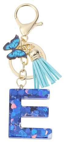 CAPASTEC Porte-Clés pour Filles, Pendentif De Clé Lettre A à Z, Porte-Clés Papillon Avec Lettres Initiales, Cadeau pour Femmes, Bleu