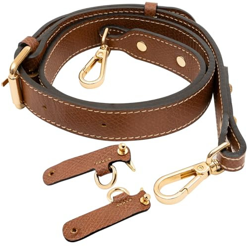 Schulterriemen aus Leder für Longchamp S Handtasche Taschen, Oberste Schicht Rindsleder Schultergurt für Le pliage Small Tasche mit Umrüstsatz-Ersatz (Braun)