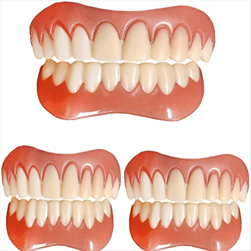 Prothèses dentaires instantanées réutilisables en silicone pour homme et femme – Prothèses dentaires supérieures et inférieures, ajustement confortable