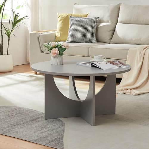 [en.casa] Couchtisch Rindal Beistelltisch Wohnzimmertisch 80 x 42 cm Sofatisch Kaffetisch rund in Hellgrau