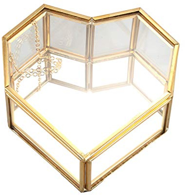 Persistence Flip Liebes Geformt Geometrische Glas Schmuck Schatulle Glas Ring Box Exquisite Einzigartige Hochzeit Schmuck Schatulle Ring für Hochzeits Dekoration