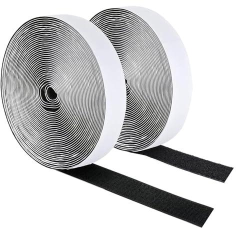 Foyscr 2cm x 10m Heavy Duty Hook and Loop Tape with Adhesive,(Black) | Black Sticky Velcro Strips for Securing Couch Cushions, Sofa, Carpets and DIY Crafts