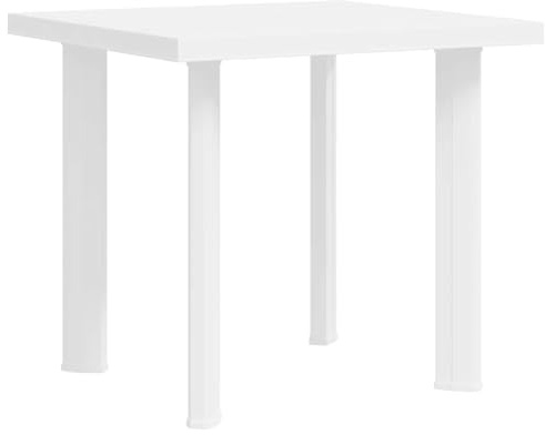 QZZCED Gartentisch aus Kunststoff, weiß, 80 x 75 x 72 cm, wetterfest, für Esszimmer im Freien auf der Terrasse oder beim Camping, mit Loch für Sonnenschirm und leichtes Design