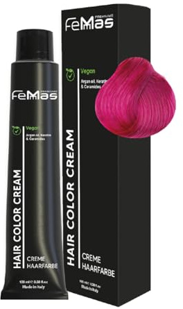 FemMas Haarfarbe Fantasy Pink I Creme Haarfarbe mit Arganöl, Keratin & Ceramiden I Als dauerhafte Haarfärbung oder Tönung für strahlende, haltbare Farbergebnisse I 100 ml