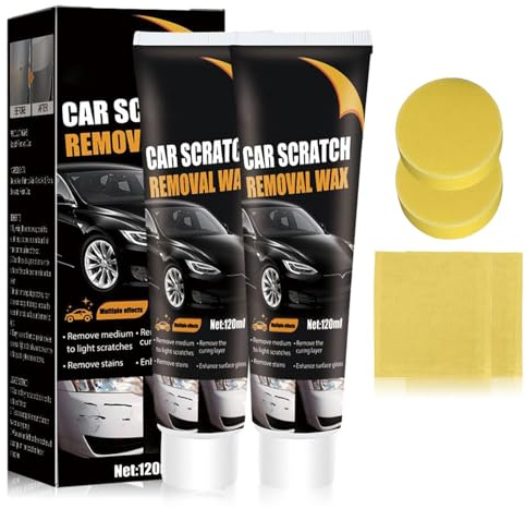 2 Stück Kratzer Entferner Auto, Autokratzer Reparatur Paste 120ml, Schneller Kratzer Entferner Auto mit Schwamm & Tuch, Scratch Remover Wax & Car Scratch Repair Paste für Autolack Politur