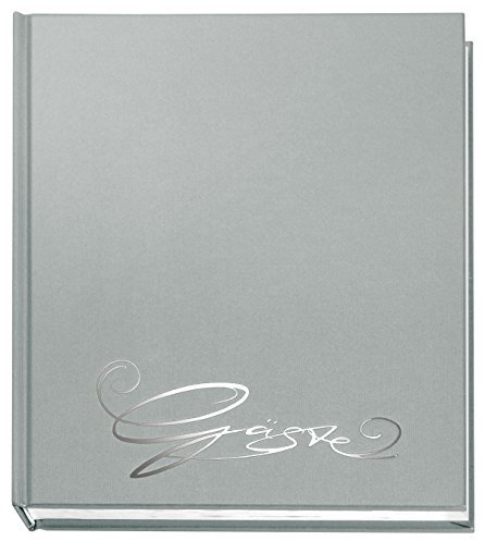VELOFLEX 5420083 - Gästebuch Classic mit Prägung Gäste, 144 Seiten weißes blanko Papier, 205 x 240 mm, silber