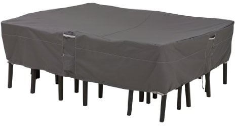 Classic Accessories Ravenna Water-Resistant 128 Inch Rectangular/Oval Patio Table & Chair Set Cover, Outdoor Table Cover