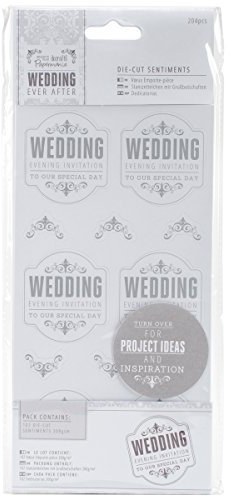 Papermania Stanzzettelchen mit Grußbotschaften zur Hochzeit, 10,16 x 20,3 cm, 204 Teile, Silber/weiß