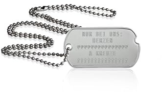 Personalisierte Erkennungsmarke World War 2 und eigenem Text | Dog Tag Kette mit Prägung | inkl. Kette & Silencer im Set | Unterschiedliche individuelle Texte und Motive möglich (World War 2)