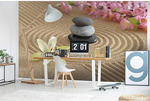 Papier peint intissé JARDIN ZEN 375 cm x 250 cm | Tapisserie Murale XXL Poster Décoration - Salon Appartement - Photo d'art Tableaux Muraux | QUALITÉ SUPÉRIEURE - MADE IN EU - Y compris adhésif