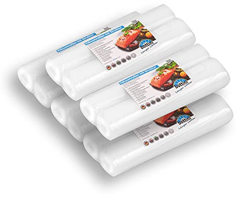 10 Bottini Vakuumrollen/Vakuumierrollen 30 cm x 6 m BPA-frei, lebensmittelecht strukturiert, reißfest, Sous-Vide geeignet Profiqualität für Außenvakuumierer & Folienschweißgeräte