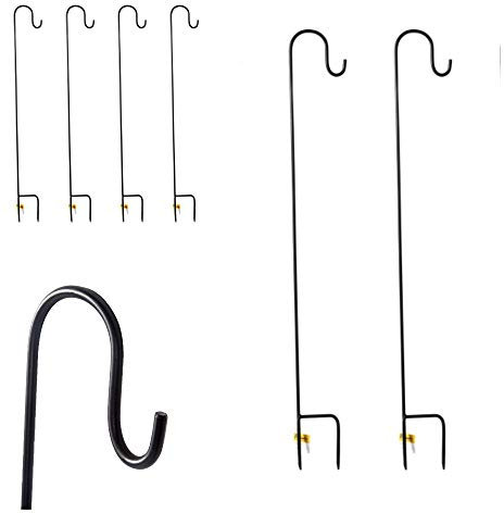 Dipamkar - H100cm Set of 4 Full Assembly Metal Garden Shepherd Crook Hooks Stakes for Bird Feeder Mason Jars Lights Lanterns Planters