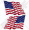 USA Vereinigte Staaten Amerika Wehende Flagge, Fahne Amerikaner 75mm Auto & Motorrad Aufkleber, x2 Vinyl Stickers (Links - Rechts)