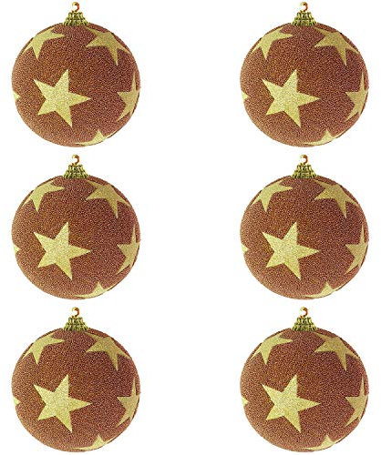 Mojawo 6-TLG. Weihnachtskugeln Weihnachtsbaumkugeln Weihnachtskugeln Baumschmuck Kupfer/Gold Ø 10 cm Christbaumkugeln beflockt mit Glitzer