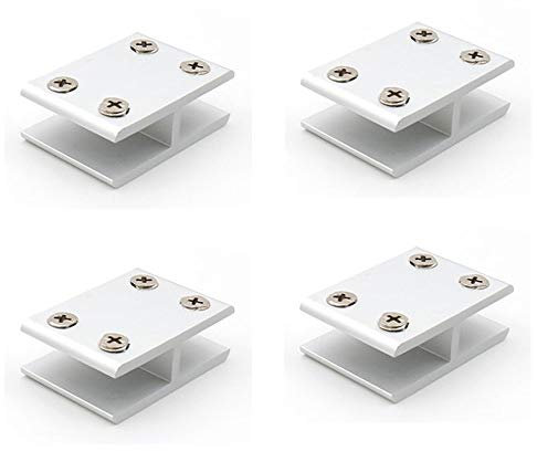 Set of 4 NUZAMAS 180 ° Glass Clamps, Glass-to-Glass Holder, Connecting Glass Clamp On Both Sides Shower, Tables, Panels, Clamping 10-12mm