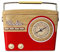 POWERHAUS24 Retro Blechdose rotes Radio, Geschenk, Aufbewahrung, Deko, Spielzeug, ohne scharfe Kanten, lebensmittelecht, ca. 21 cm x 17 cm, 2 Rezepte inklusive