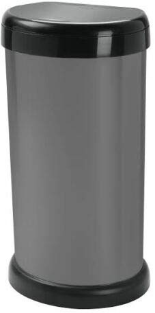 KetoPlastics 42L 42 litre KITCHEN BIN MODA TOUCH TOP LID, PLASTIC, STYLISH BIN WITH FLAT BACK (PLATINUM)