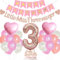 3rd Birthday Decorations for Girls Pink and Rose Gold Happy Birthday Banner Cake Topper, Little Miss Threenager Garland, Rose Gold Large Number 3 Foil Balloon and Pink Heart Balloons