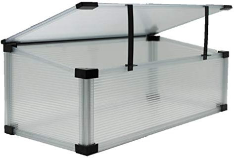 Slide and Grow 2squared - Invernadero de jardín de policarbonato alveolado, grosor de 4 mm, longitud: 104 cm, profundidad de 55 cm, altura de 28/38 cm con perfiles de plástico transparente.