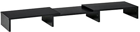 Vinsetto Dual Monitor Stand Riser with Adjustable Length and Angle, Screen Riser for Laptop, Computer, PC, Printer, TV, Black