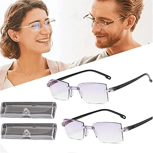 Luckxyy 2PCS Autofokus-Lesebrille, Anti-Blau-Brillen-Ultraleicht-Lesebrille mit Brillenetui, Fern- und Nahlesebrille für Männer und Frauen (+1.50)