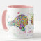 Vixar Tasse mit Schnecke, Aquarellkunst, bunt, Geschenk, Geburtstag, Arbeit, Büro, Weihnachten, Tee, Kaffee (Rosa)