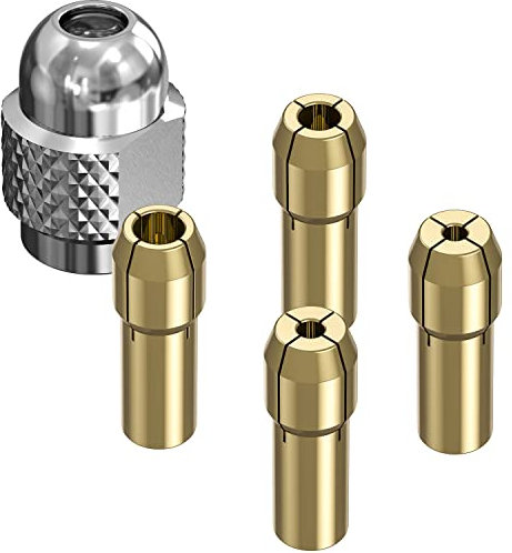 5 Pcs Collet for Dremel, Mellbree Replacement 4485 Collet for Dremel Accessory Set with 4 Collets (1.0mm 1.6mm 2.3mm 3.2mm) and 1 Collet Nut for Rotary Tools for Dremel 225 3000 4000 4250 4485 8220