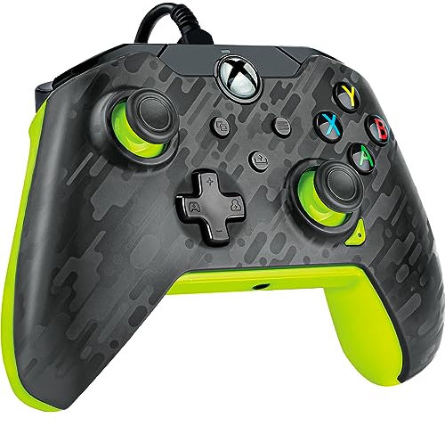 PDP Kabelgebundener Videospielcontroller Electric Carbon für Xbox Series X|S, Gamepad, Xbox One, offiziell lizenziert