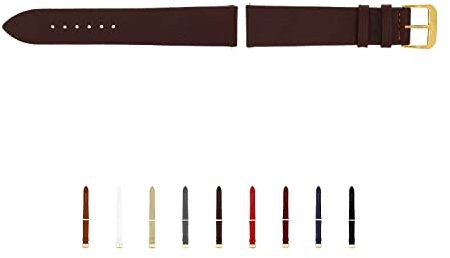 SELVA Uhrenarmband, 14-24 mm, Leder, zum Wechseln, Ersatzarmband für Smartwatch, Made in Germany, Größe:18 mm, Farbe:Mokka mit Goldener Schließe