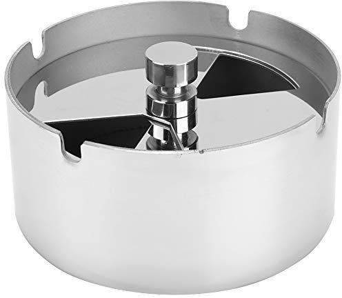 Nimoa Aschenbecher, Langlebiger Drehaschenbecher Praktischer Drehaschenbecher Winddichter Runder Drehaschenbecher aus Edelstahl mit Drehteller für Hotels