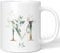 JUNIWORDS Tasse, Miu, Name Anfangsbuchstabe Initial Alphabet Floral Buchstabe M Monogramm Motiv, Weiß (5468526)