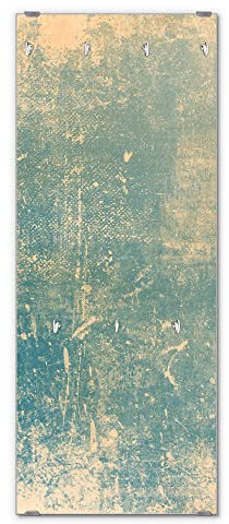 banjado® Wandgarderobe aus Echtglas/Design Garderobe 50 x 125 cm groß/Flurgarderobe mit 7 Haken/Beschreibbares Garderobenpaneel Motiv Patina Grün