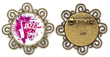 Saxophon Jazz Musik Kultur Muster Blume Brosche Pins Schmu, M