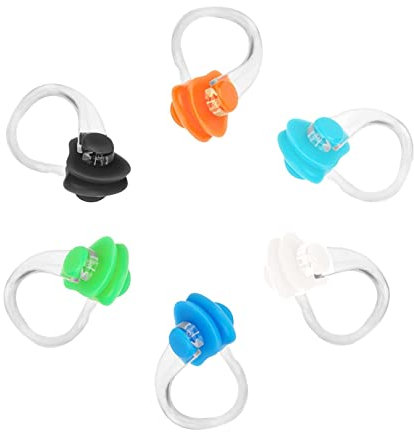 Gunwon 6 mollette per naso da nuoto, in silicone, clip per naso in morbido silicone, riutilizzabili, impermeabili, per bambini, adulti, principianti, subacquei (6 colori)
