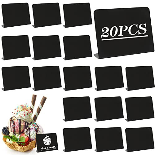 20 Stück Buffet Schilder,100mm×75mm Mini Kreidetafel zum Beschriften, Klein Abwischbare Tafeln,Kunststoff Tafelschilder für Buffet Hochzeit Schule Party Memo Menü