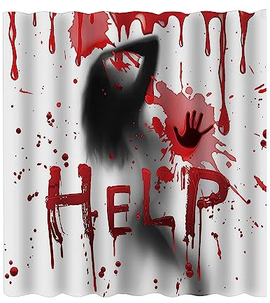 hhsbeauty Halloween-Duschvorhang, Ostern, Hand, Badezimmer, Help Me Fuzzy Silhouette, Heimdekoration, abstrakte Badewanne, Stoff, Badezimmervorhang-Set Spielzeugbox (Black, One Size)