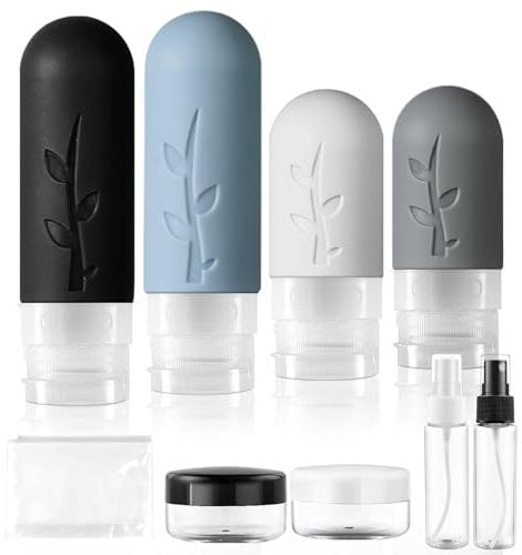 AiQInu Reiseflaschen Zum BefüLlen, 8 StüCk Silikon Reiseflaschen Set 60/90ml, Auslaufsicher Nachfüllbare Portable Travel Bottles Set FüR Shampoo Creme SpüLung, BPA-Frei