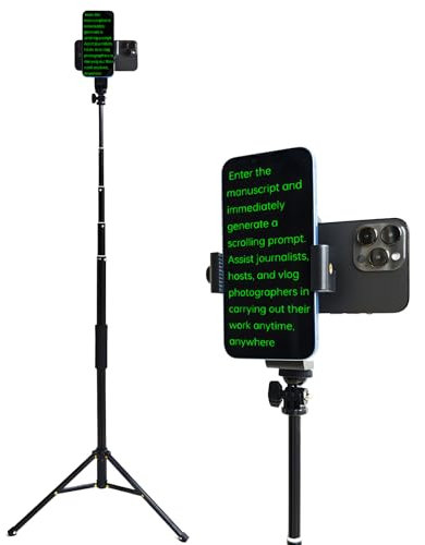 Handy-Stativ von 170,2 cm (67 Zoll), bodenstehend, doppelte Handyhalterung für Videoaufnahmen und Teleprompter, das geteilte Design ermöglicht einfache Lagerung und Transport, Teleprompter iPhone &