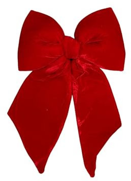 MY GARDEN Fiocco in Morbido Velluto Imbottito Decorativo - Made in Italy - Fiocco per Decorazioni Natale Fuori Porta Tinta Unita Disponibile in Vari Colori e Dimensioni - Rosso, 40 x 60 cm