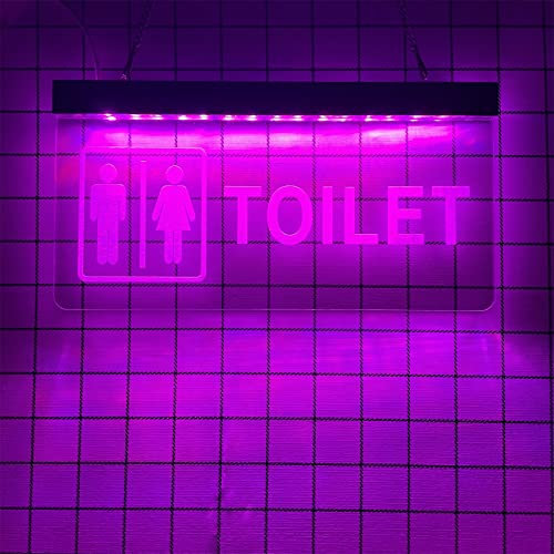 REWIS Divertidos letreros de neón LED para Inodoro, Luces de neón con Grabado enchufable Personalizado, para Bar, Centro Comercial, baño de Hotel, decoración de Letrero Luminoso Colgante,RGB,40x20cm