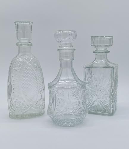 Paradise Beach Likörkaraffe, Glaskaraffe mit luftdichtem Verschluss, Dekanterflasche für Whiskey, Brandy, Scotch, Wodka, Bourbon, 3 Stück (2609 ml), transparent