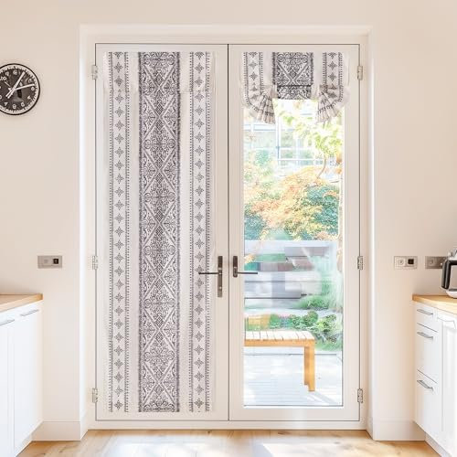 NICETOWN Linen Door Curtain - Privacy Light Filtering Tricia Boho Window Curtains for Patio French Front Door Sidelight Curtain Tie up Shade, W26 x L72 inch, 1 Panel, Natural