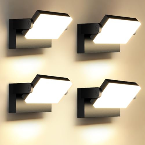 ledmo 4 Pack 60W LED Wandleuchte Aussen/Innen 5000 Lumen Modern Wandlampe Außen Warmweiß 3000K Außenwandleuchte mit 360° Schwenkbar LED Panel Außenlampe Wasserdicht IP65 für Terrasse Eingang Garten