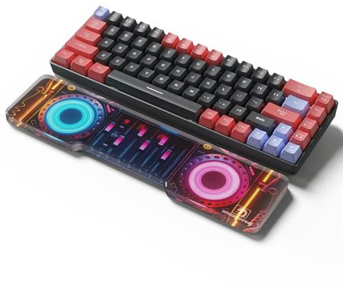 MAMBASNAKE Keyboard Wrist Rest for 68 Key 65% Keyboard - CNC Acrylic Keyboard Hand Support Palm Rest with Punk Style UV Printing Pattern - Anti-Slip Rubber Feet for Gaming/Typing - 13 x 3.1in - Purple